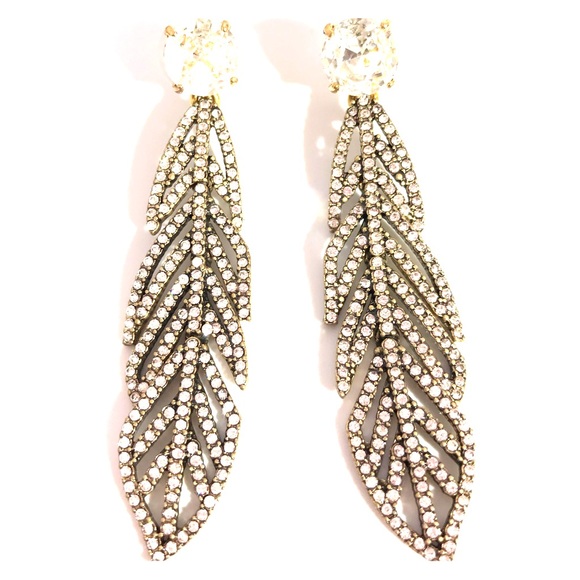 J. Crew Jewelry - J Crew New Crystal Stud & Pave Leaf Earrings